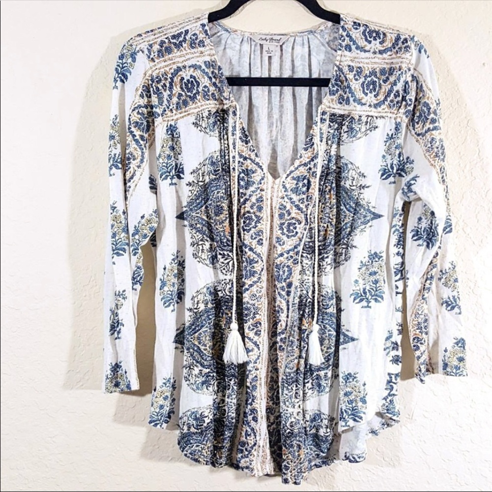 Lucky Brand Places Print V-Neck Blouse